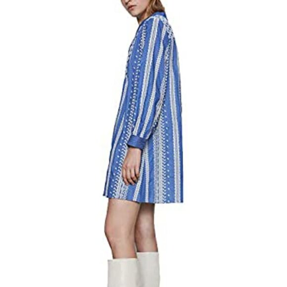 Zara Chambray Denim Eyelet Long Sleeve Smock Dress Sz S - Picture 4 of 13